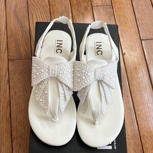 INC Girls white bow sandals